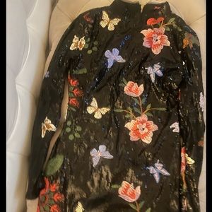 Women’s Xtaren black multicolor butterfly and flower dress